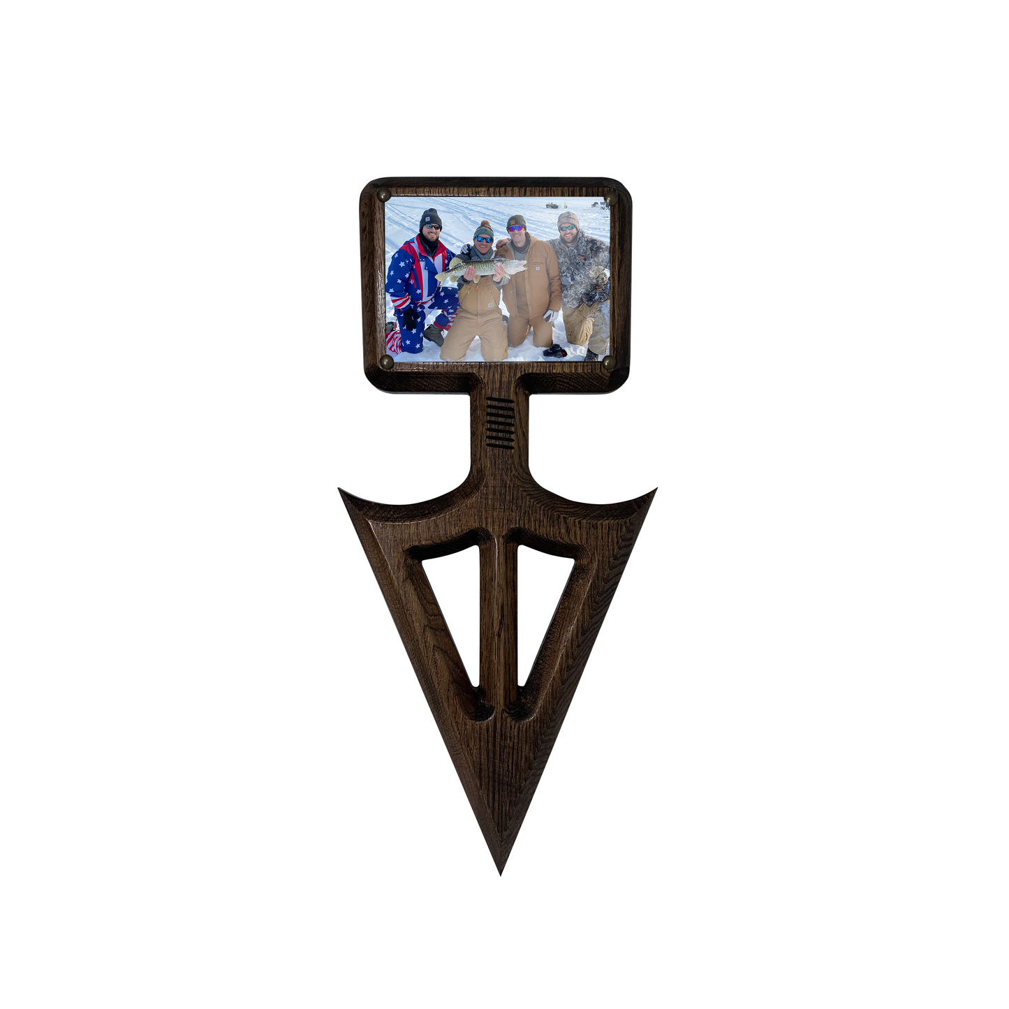 Rustic Arrowhead European Mount with 5x7 Wooden Picture Frame – Hunting Skull Hanger, Antler & Deer Mount Display, Made in USA