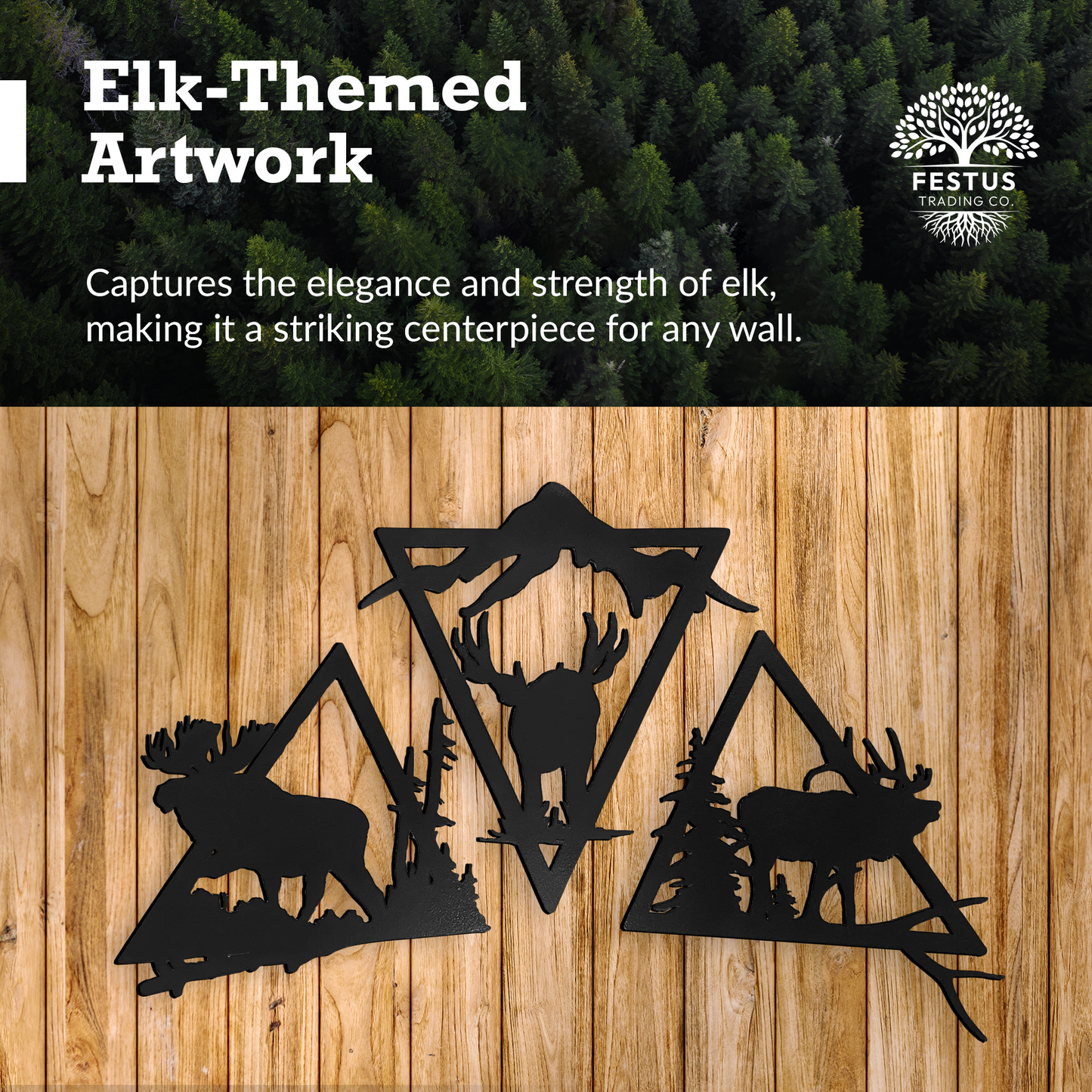 Wildlife Triangle Trio Metal Wall Art