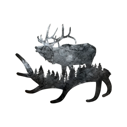 Elk Antler - Patina Metal Wall Art