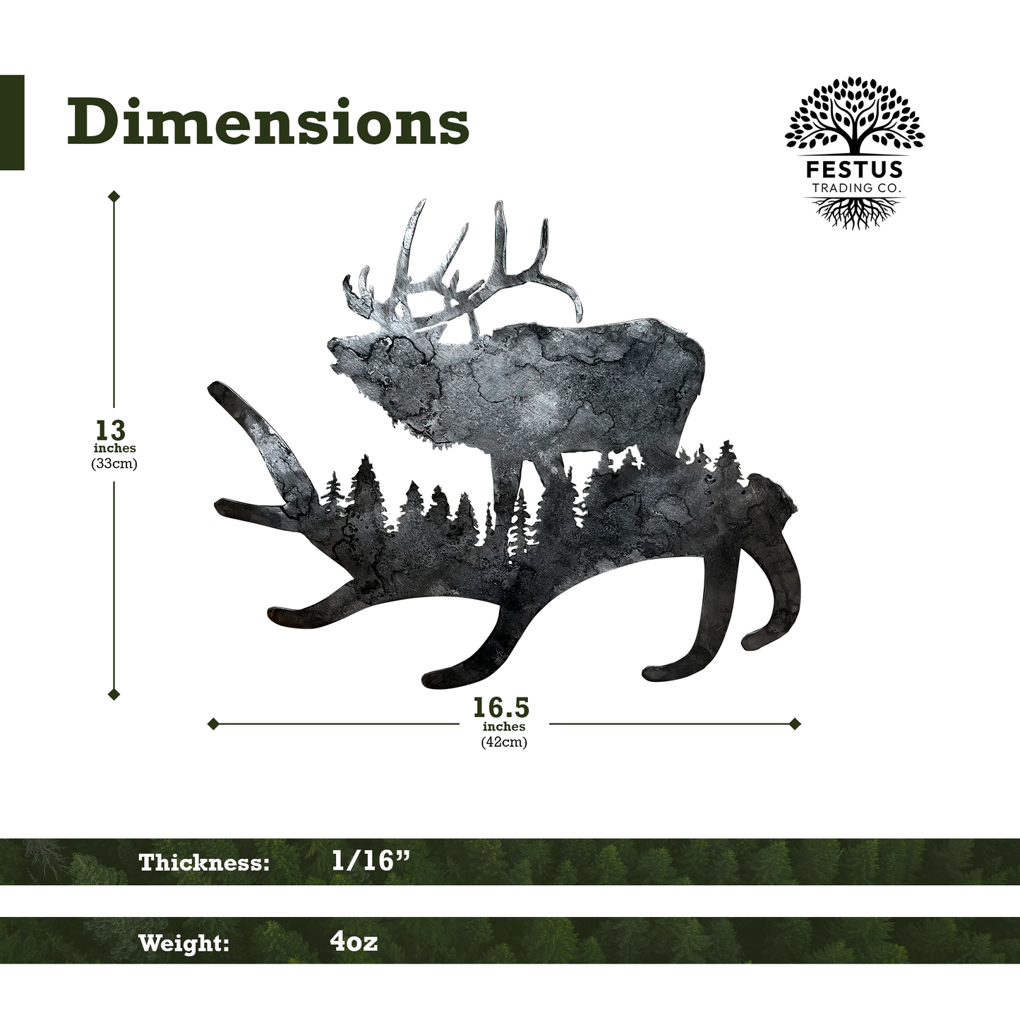 Elk Antler - Patina Metal Wall Art