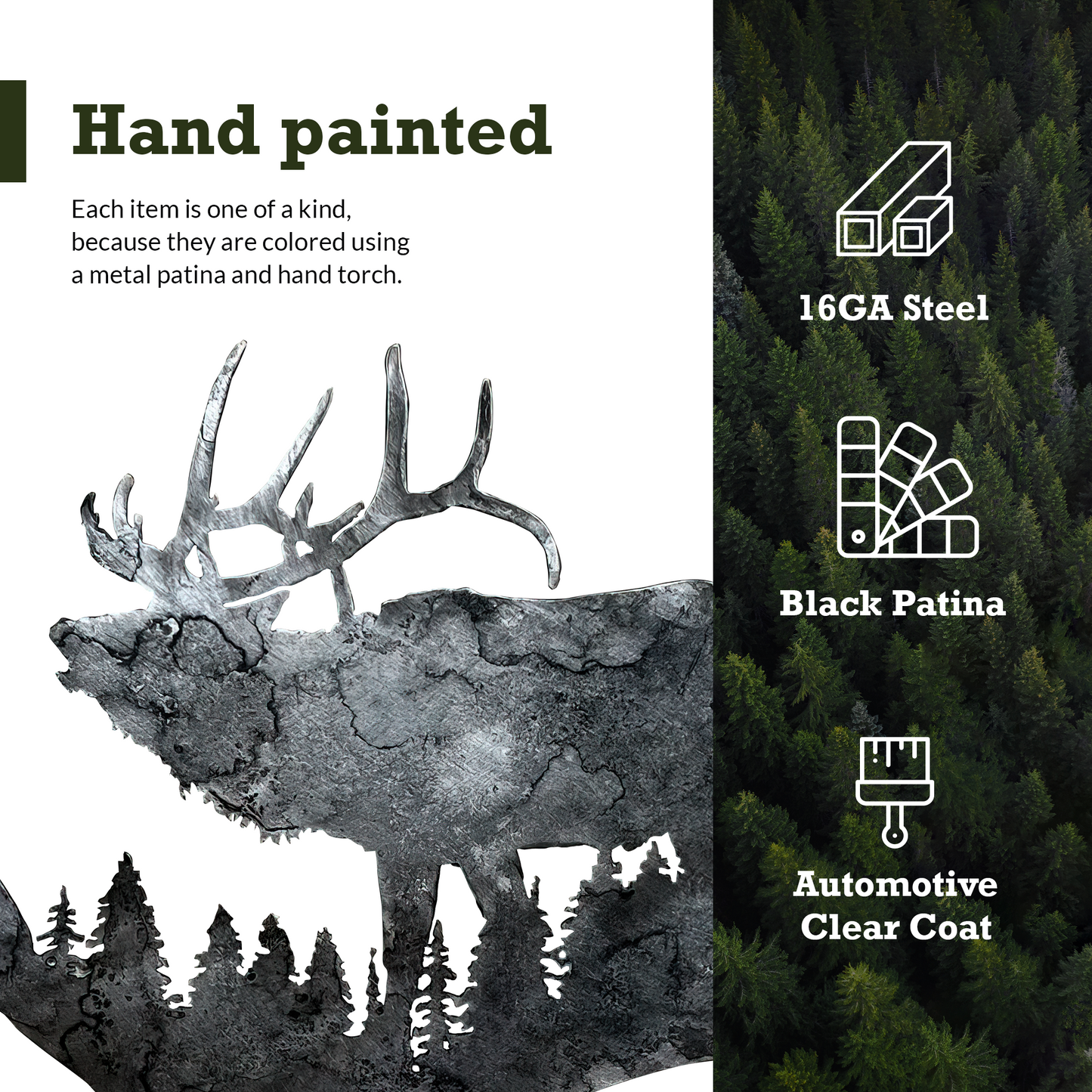 Elk Antler - Patina Metal Wall Art