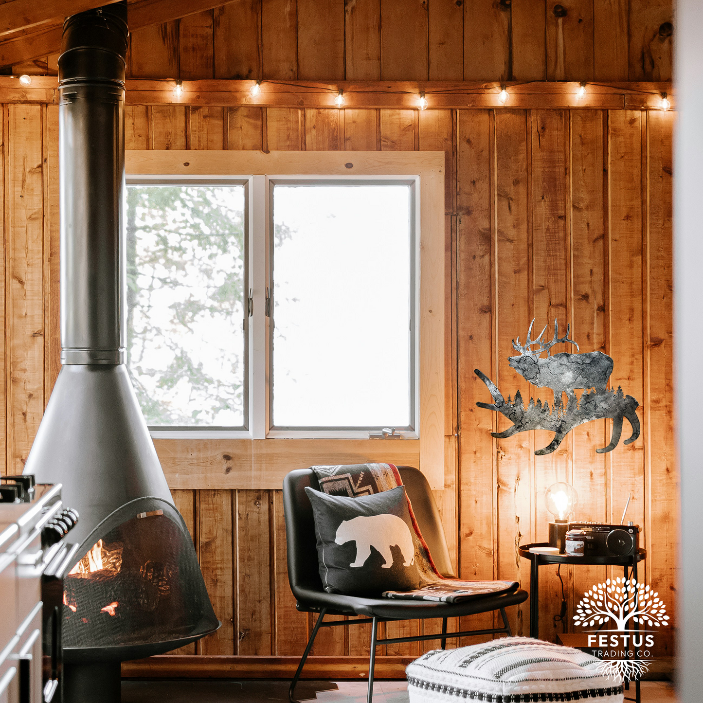 Elk Antler - Patina Metal Wall Art