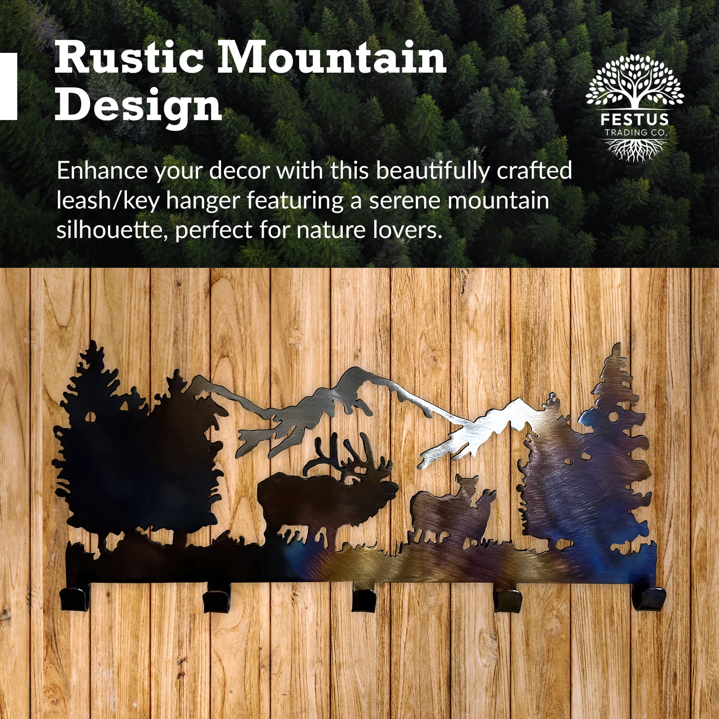 Leash/Key Hanger - Elk Rustic Wall Rack