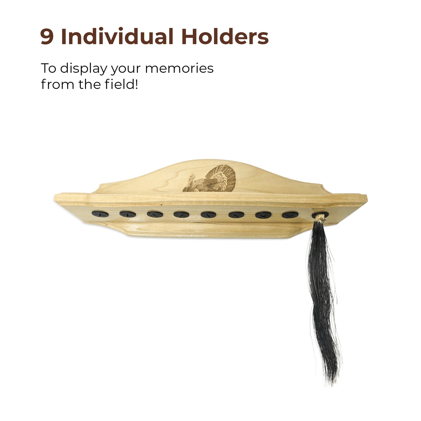 Turkey Beard Display & Mount Kit – Rustic Turkey Fan & Beard Mount Plaque, Perfect for Hunting Trophies, Home & Cabin Décor