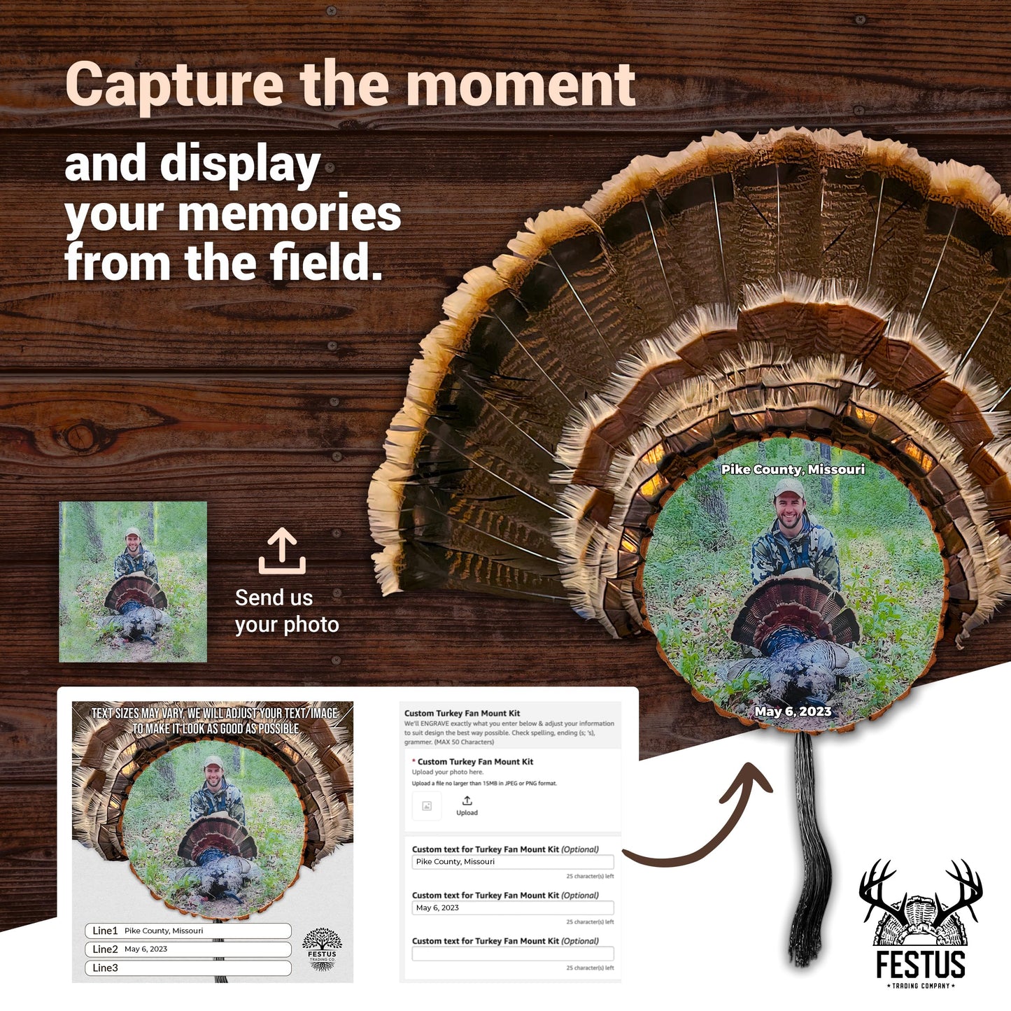 Custom Turkey Fan Mount Kit with Color Photo