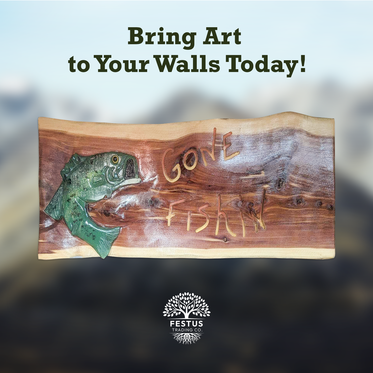Handmade Cedar Wood Sign – Rustic “Gone Fishing’” Wall Décor with Carved Bass Design | Cabin, Lodge, Lake House, or Man Cave Gift