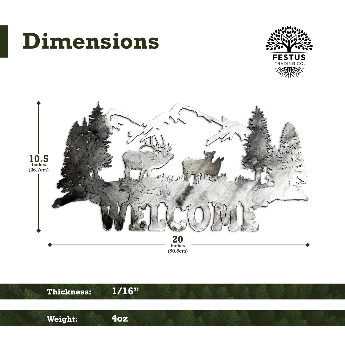 Metal Mountain Scene With Elk Welcome Sign – Nature Decor Rustic Wall Art Mountain Decor for Living Room, Metal Mountain Wall Art, Metal Elk Wall Art, Office, Cabin Decor & Lodge Décor
