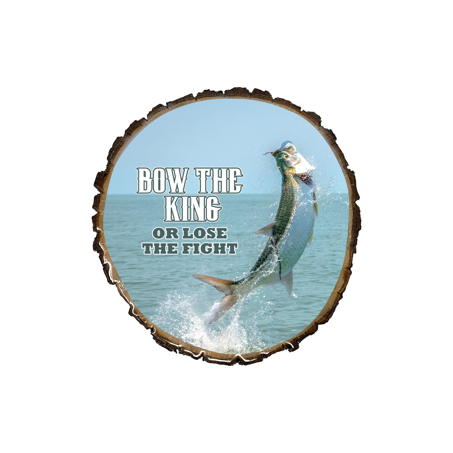 Tarpon Portrait Fishing Photo Plaque – Durable Glossy Epoxy Resin Finish, Rustic Live Edge Wood Wall Décor for Cabin, Lodge & Lake House