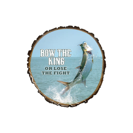 Tarpon Portrait Fishing Photo Plaque – Durable Glossy Epoxy Resin Finish, Rustic Live Edge Wood Wall Décor for Cabin, Lodge & Lake House