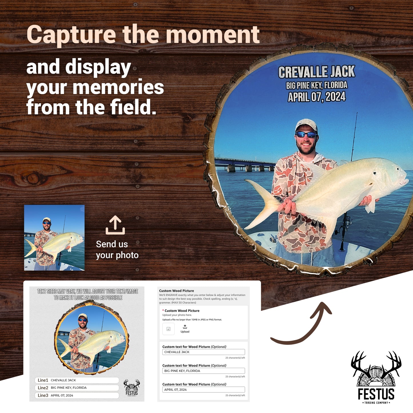 Custom Fishing Photo Wall Plaque with Color Photo