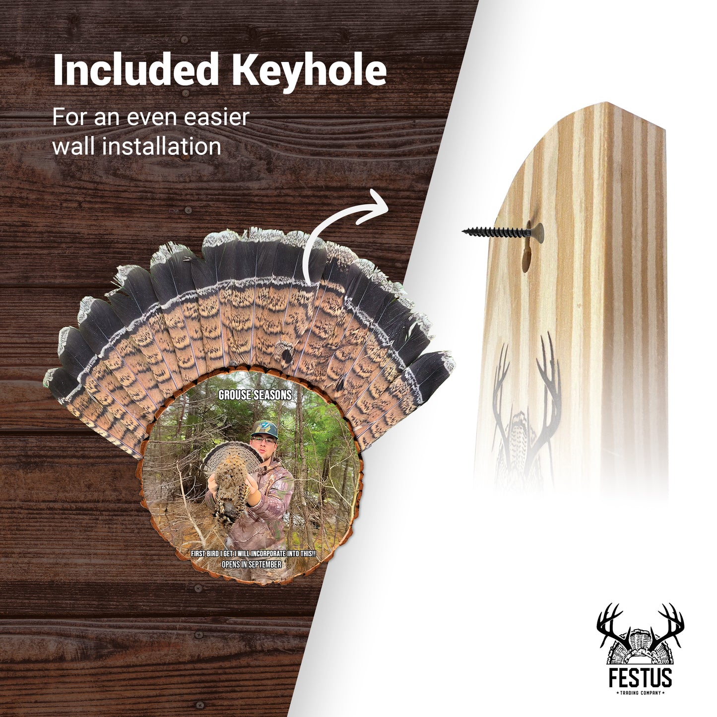 Custom Grouse Fan Mount Kit with Color Photo
