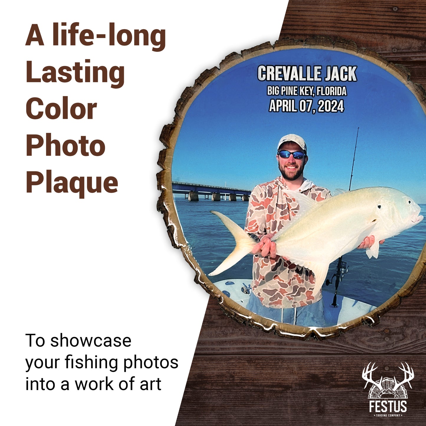 Custom Fishing Photo Wall Plaque with Color Photo