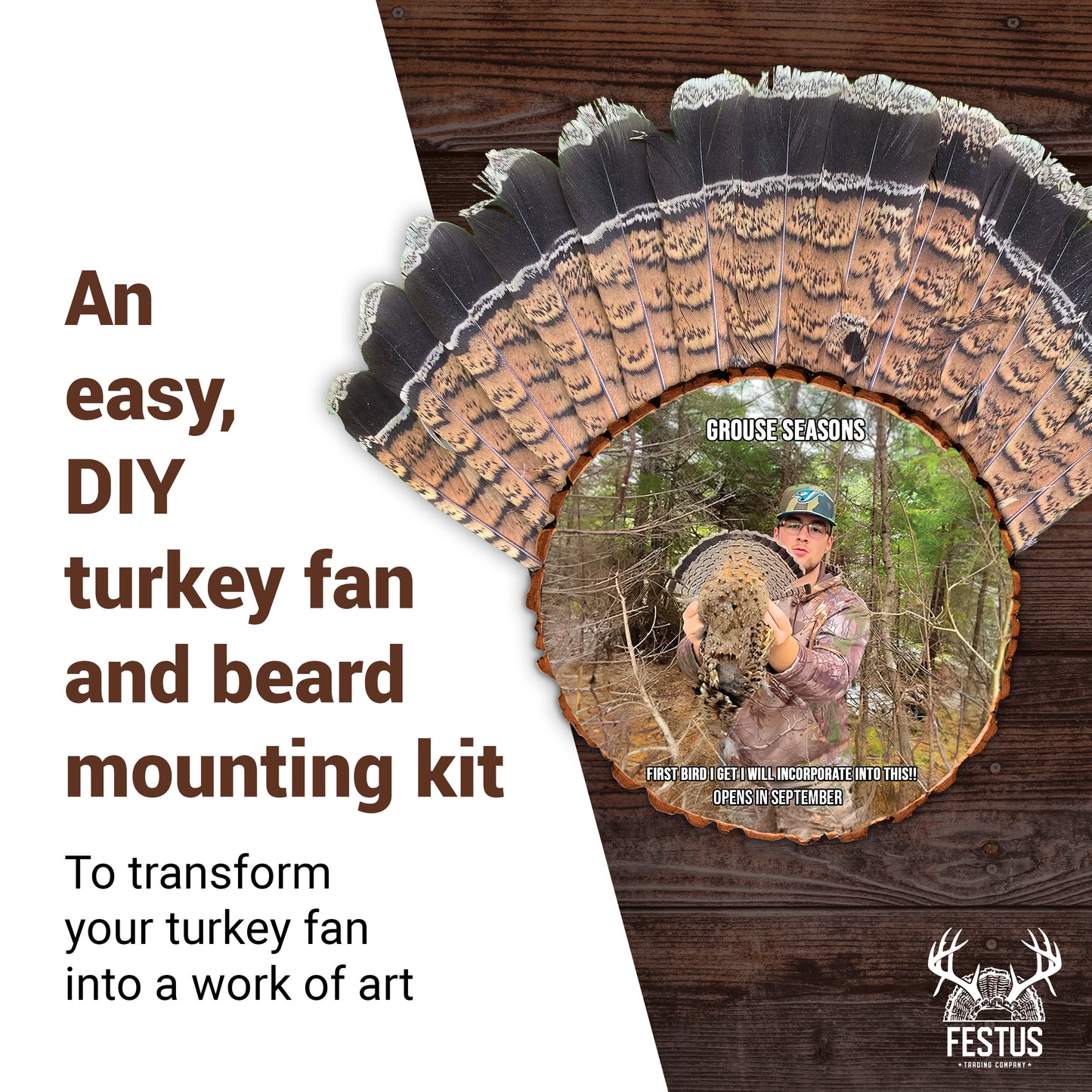 Custom Grouse Fan Mount Kit with Color Photo