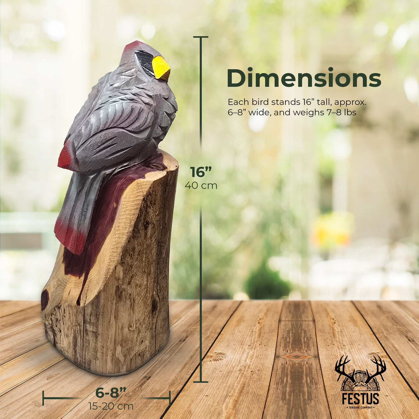Hand-Carved Cedar Cardinal – Chainsaw Carved Wooden Bird Sculpture | Rustic Home & Garden Décor | Memorial Gift