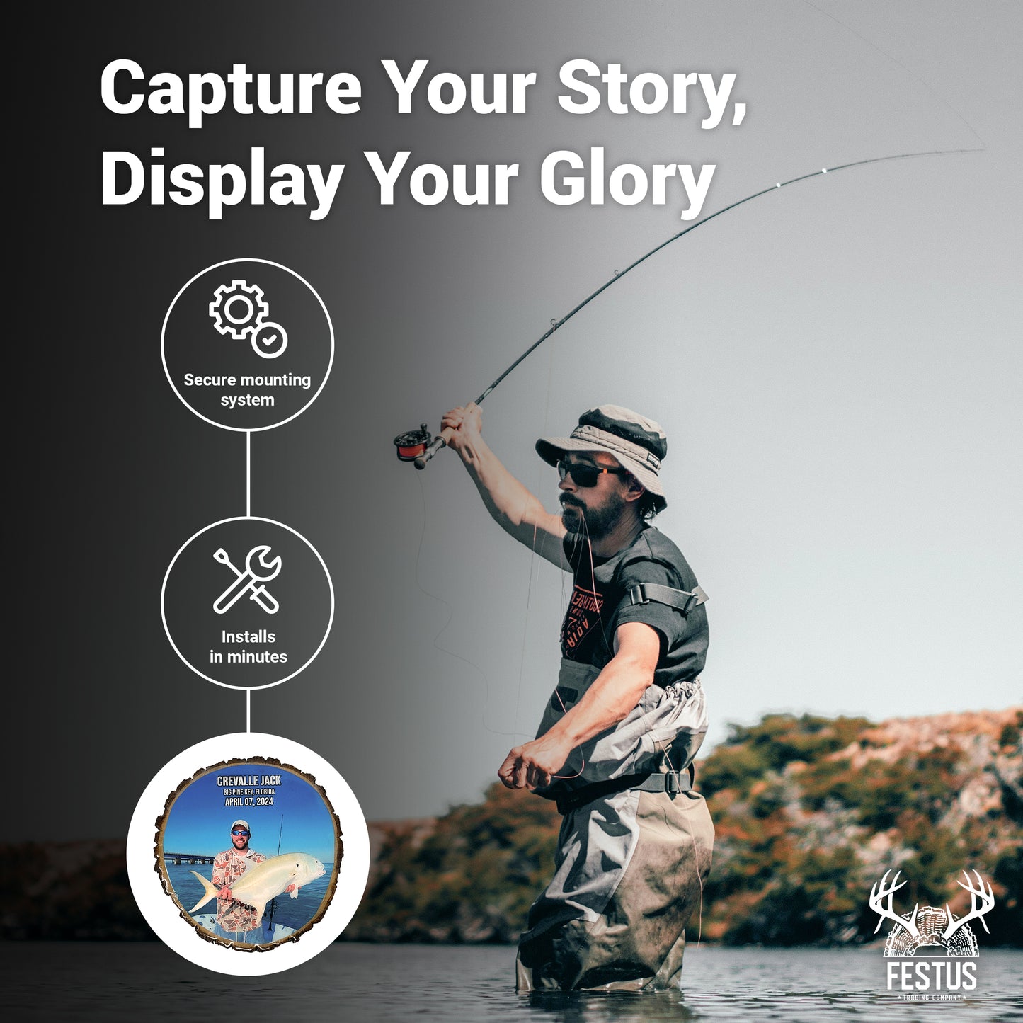 Custom Fishing Photo Wall Plaque with Color Photo
