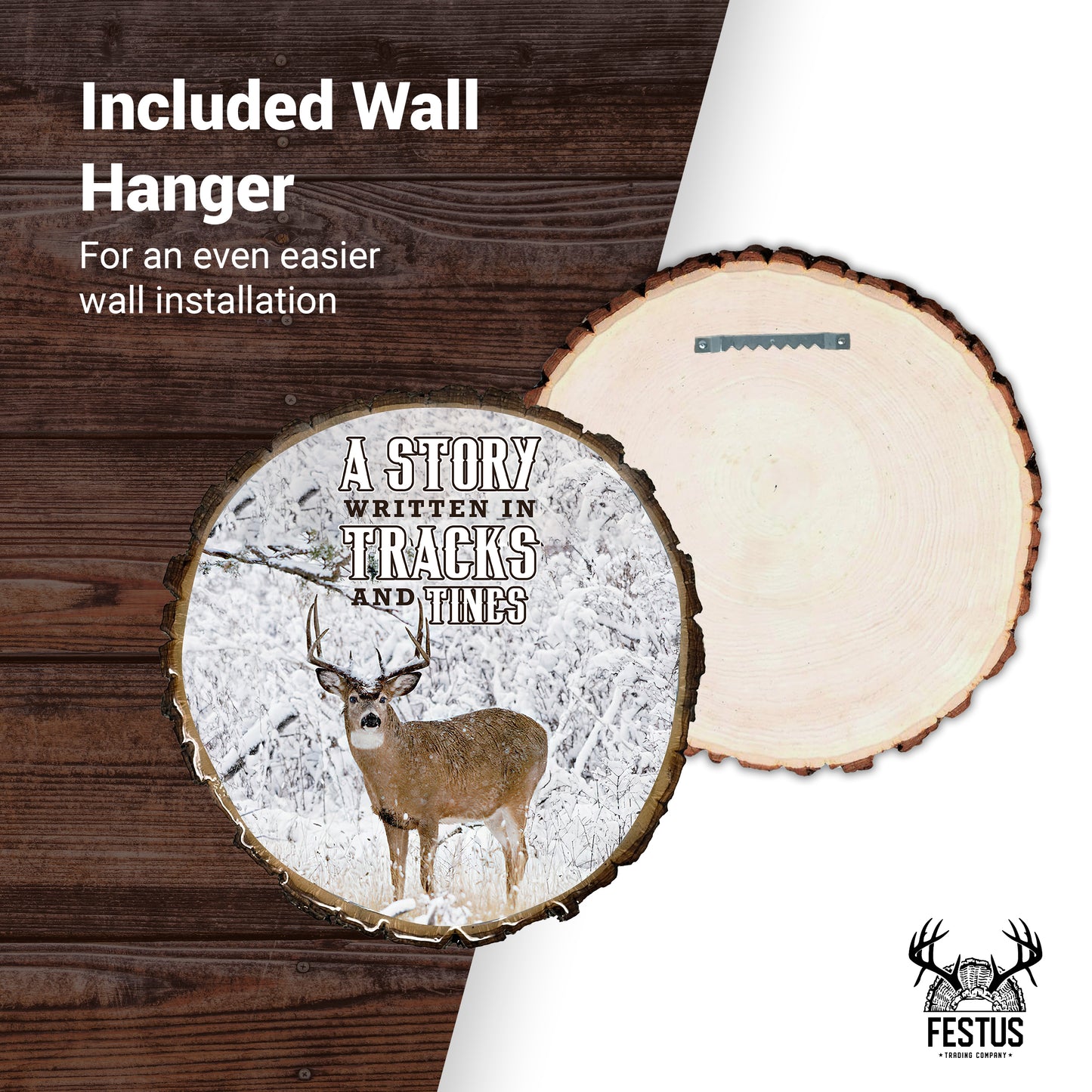 Whitetail Deer Hunting Photo Plaque – Rustic Cabin Wall Décor, Live Edge Wood with Epoxy Resin Finish, Durable Glossy Hunting Wall Art, Lodge & Outdoor Décor