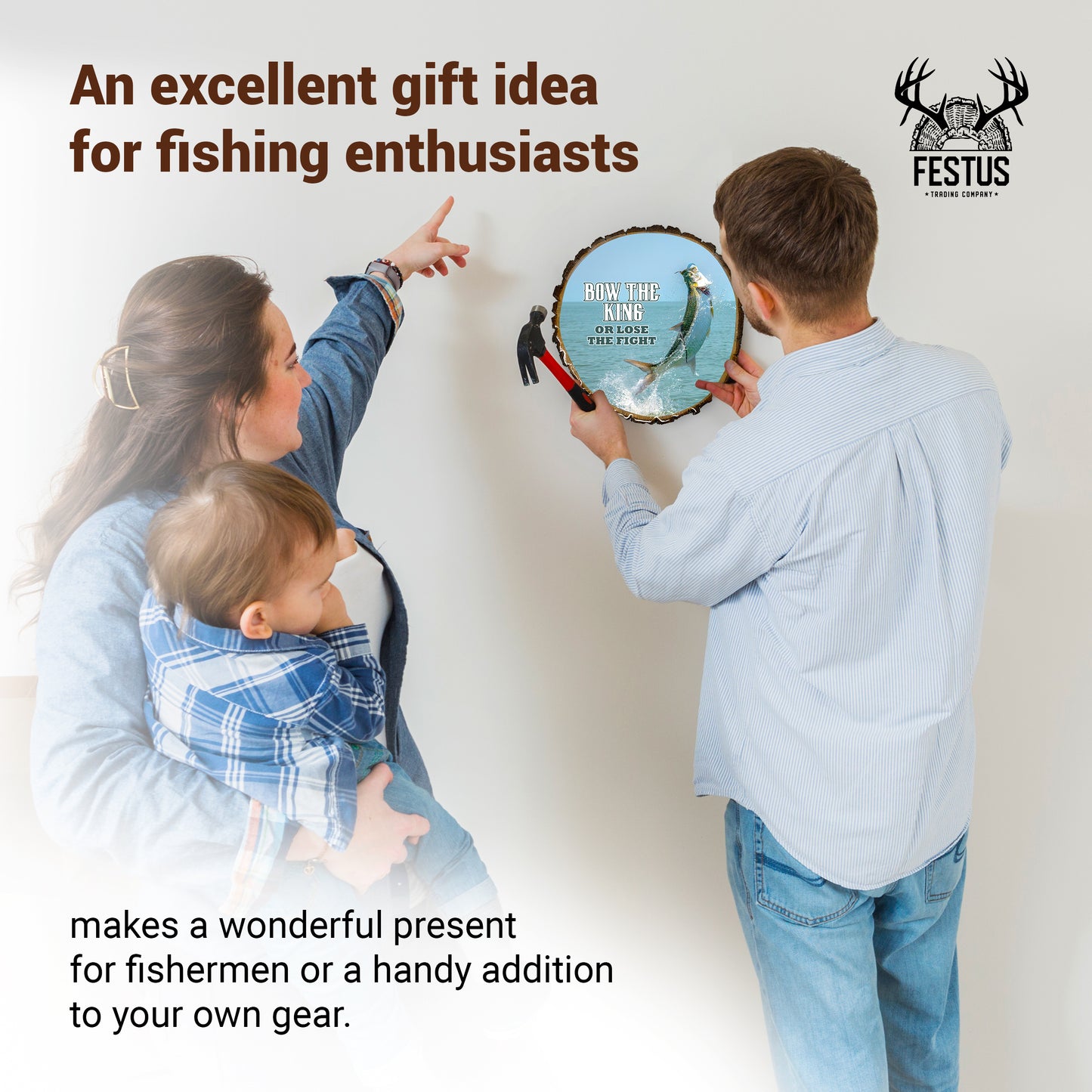 Tarpon Portrait Fishing Photo Plaque – Durable Glossy Epoxy Resin Finish, Rustic Live Edge Wood Wall Décor for Cabin, Lodge & Lake House