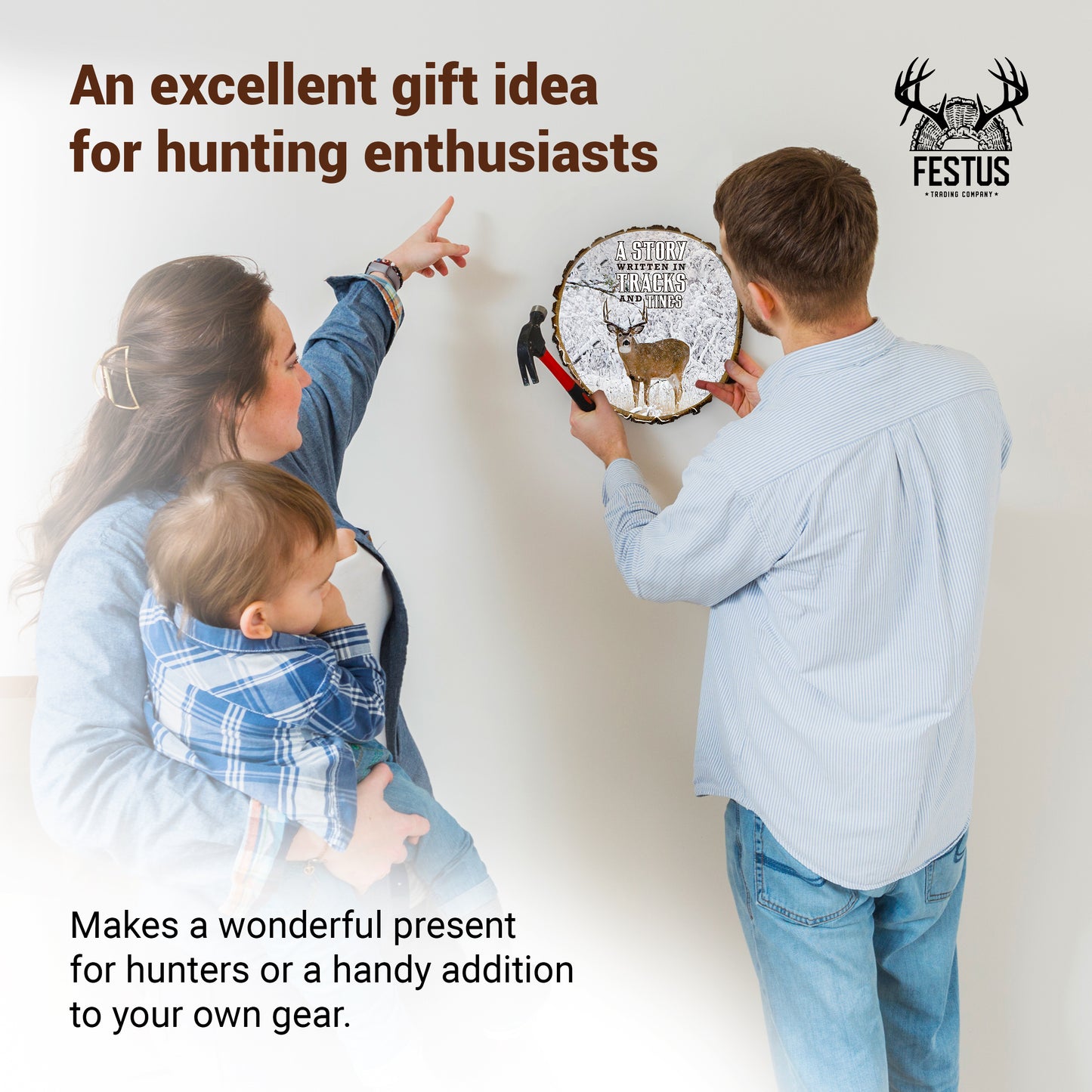 Whitetail Deer Hunting Photo Plaque – Rustic Cabin Wall Décor, Live Edge Wood with Epoxy Resin Finish, Durable Glossy Hunting Wall Art, Lodge & Outdoor Décor
