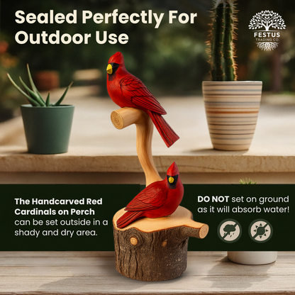 Handcarved Cedar Double Birds on Perch – Custom Chainsaw Carving – Rustic Wildlife Décor – Cardinal, Owl, Blue Jay, or Eagle Sculpture