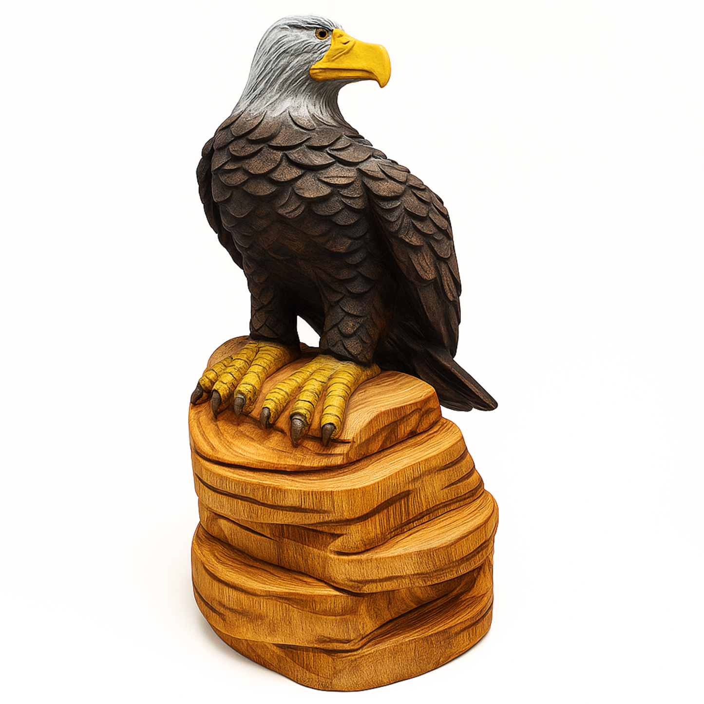 Solo Eagle Chainsaw Carving – Rustic Handmade Cedar Wood Eagle Statue – Wildlife Décor & Patriotic Gift