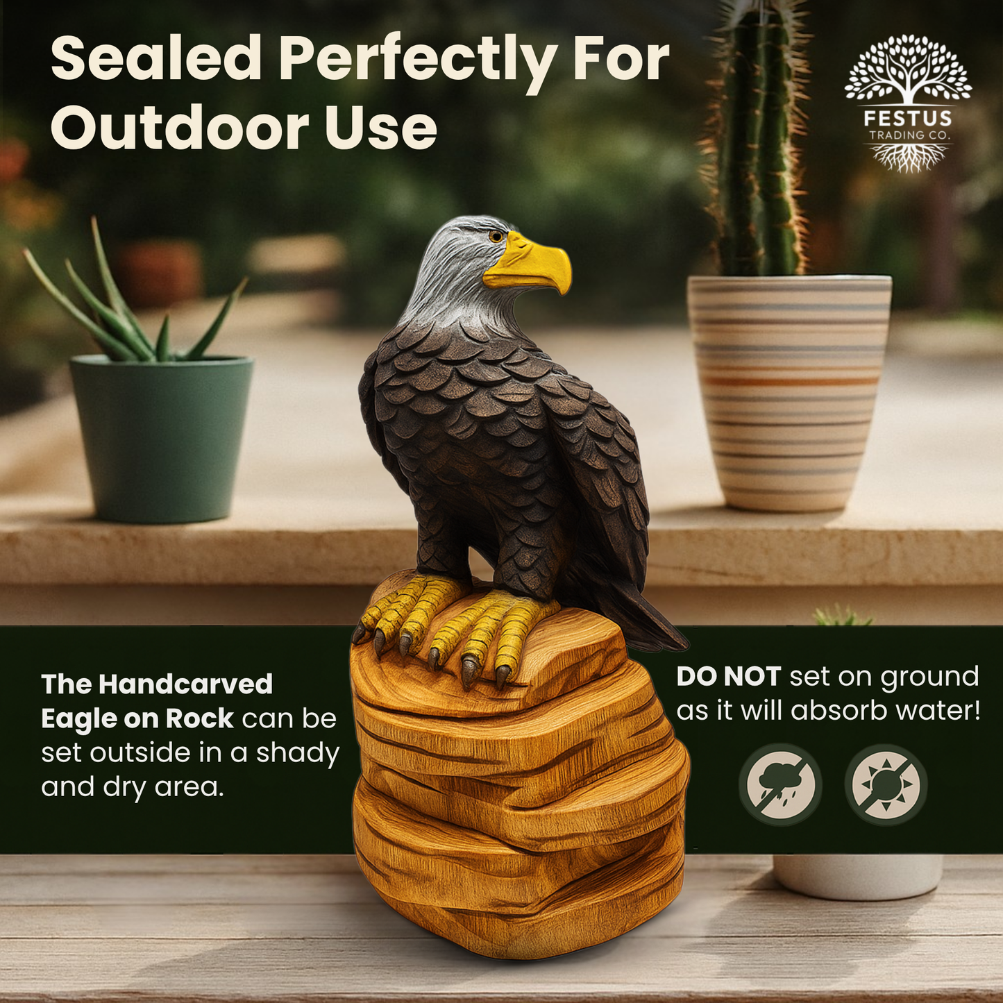 Solo Eagle Chainsaw Carving – Rustic Handmade Cedar Wood Eagle Statue – Wildlife Décor & Patriotic Gift