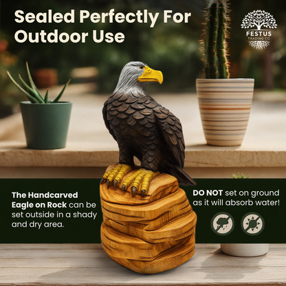 Solo Eagle Chainsaw Carving – Rustic Handmade Cedar Wood Eagle Statue – Wildlife Décor & Patriotic Gift