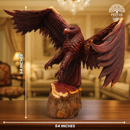 Landing Eagle Chainsaw Carving – Large 4.5-Foot Wingspan Cedar Wood Eagle Statue