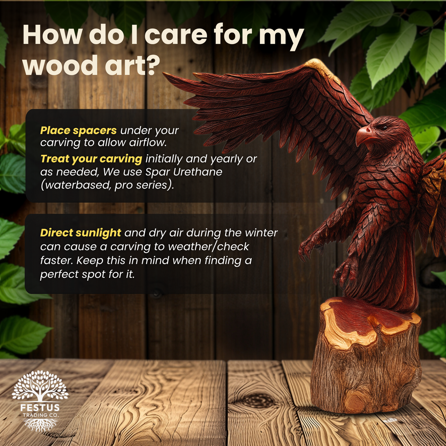 Landing Eagle Chainsaw Carving – Large 4.5-Foot Wingspan Cedar Wood Eagle Statue