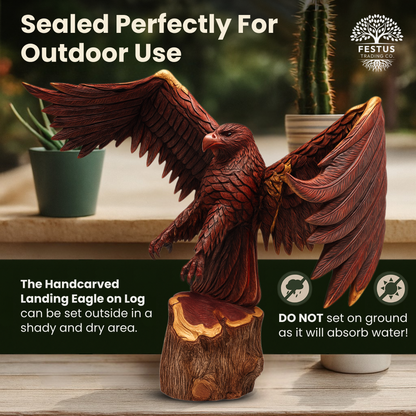 Landing Eagle Chainsaw Carving – Large 4.5-Foot Wingspan Cedar Wood Eagle Statue