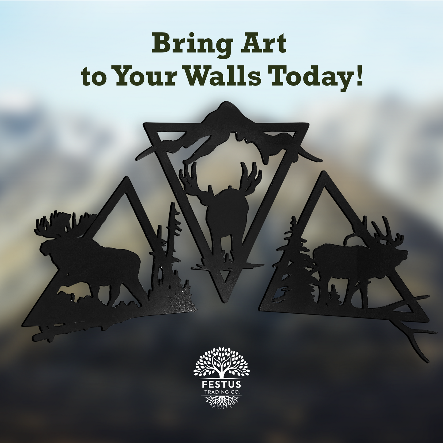 Wildlife Triangle Trio | Rustic Metal Wall Art with 3 Wildlife Scenes | Nature-Inspired Decorative Sculpture for Living Rooms, Cabins, and Offices