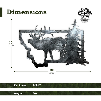 Montana Elk - Patina Metal Wall Art