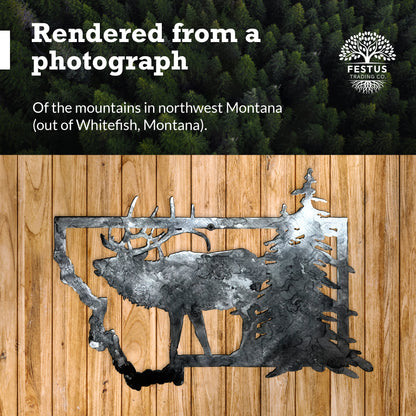 Montana Elk - Patina Metal Wall Art