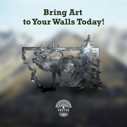 Montana Elk - Patina Metal Wall Art