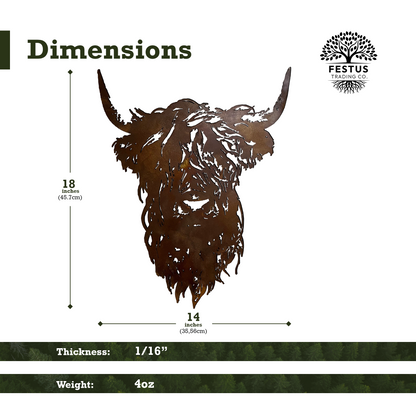 Highland Cow Metal Wall Art Sculpture