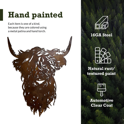 Highland Cow Metal Wall Art Sculpture