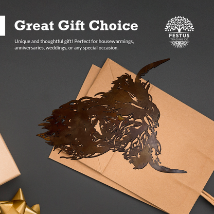 Highland Cow Metal Wall Art Sculpture