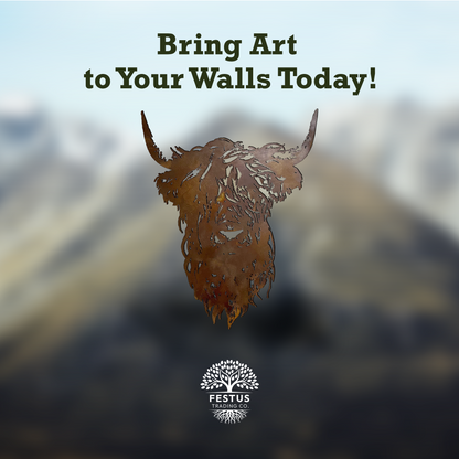 Highland Cow Metal Wall Art Sculpture