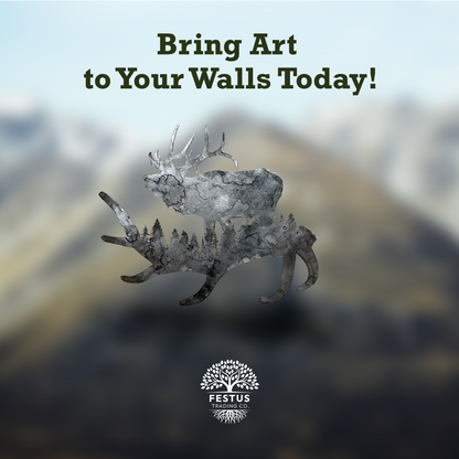 Elk Antler - Patina Metal Wall Art
