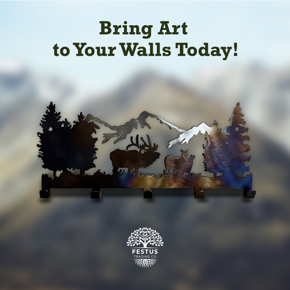 Leash/Key Hanger - Elk Rustic Wall Rack