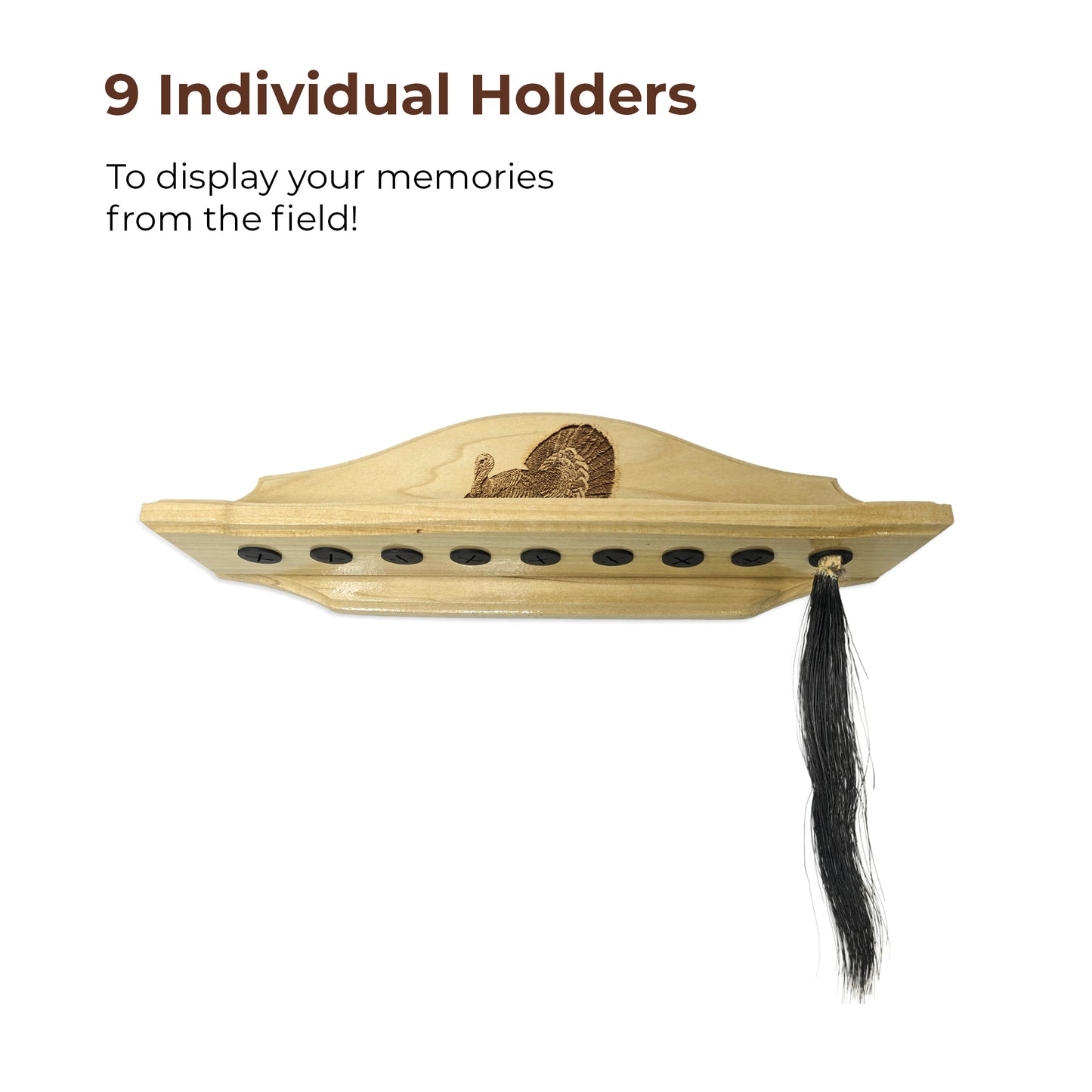 Turkey Beard Display & Mount Kit – Rustic Turkey Fan & Beard Mount Plaque, Perfect for Hunting Trophies, Home & Cabin Décor