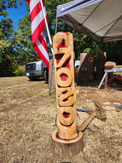 Custom Chainsaw-Carved Cedar Name Logs – Personalized Handmade Wood Signs (3ft–6ft)