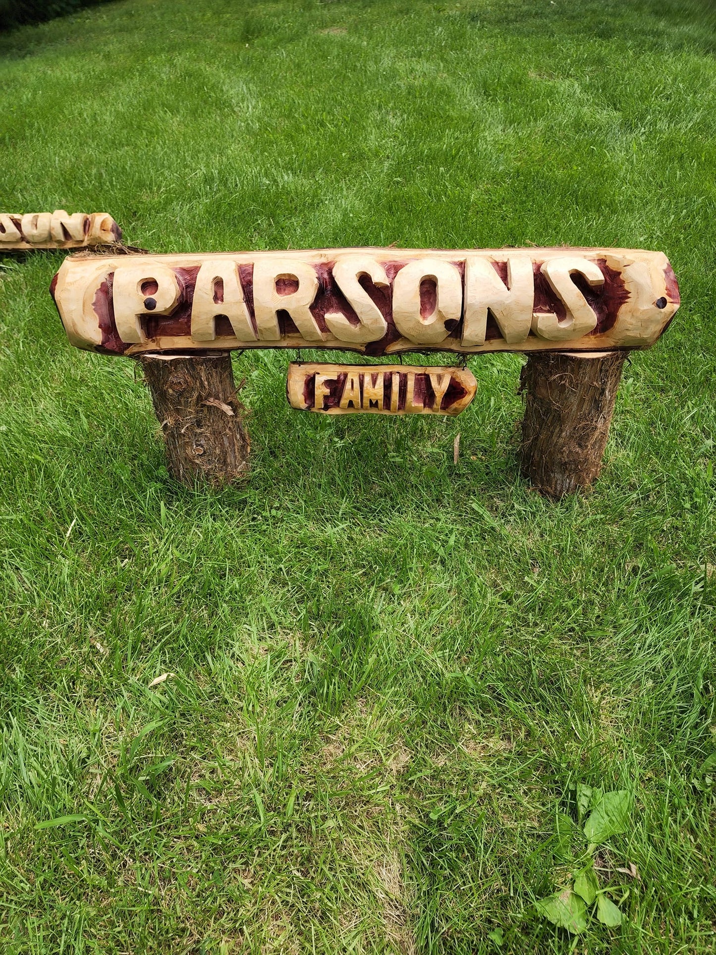 Custom Chainsaw-Carved Cedar Name Logs – Personalized Handmade Wood Signs (3ft–6ft)