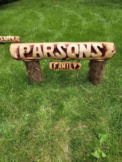 Custom Chainsaw-Carved Cedar Name Logs – Personalized Handmade Wood Signs (3ft–6ft)