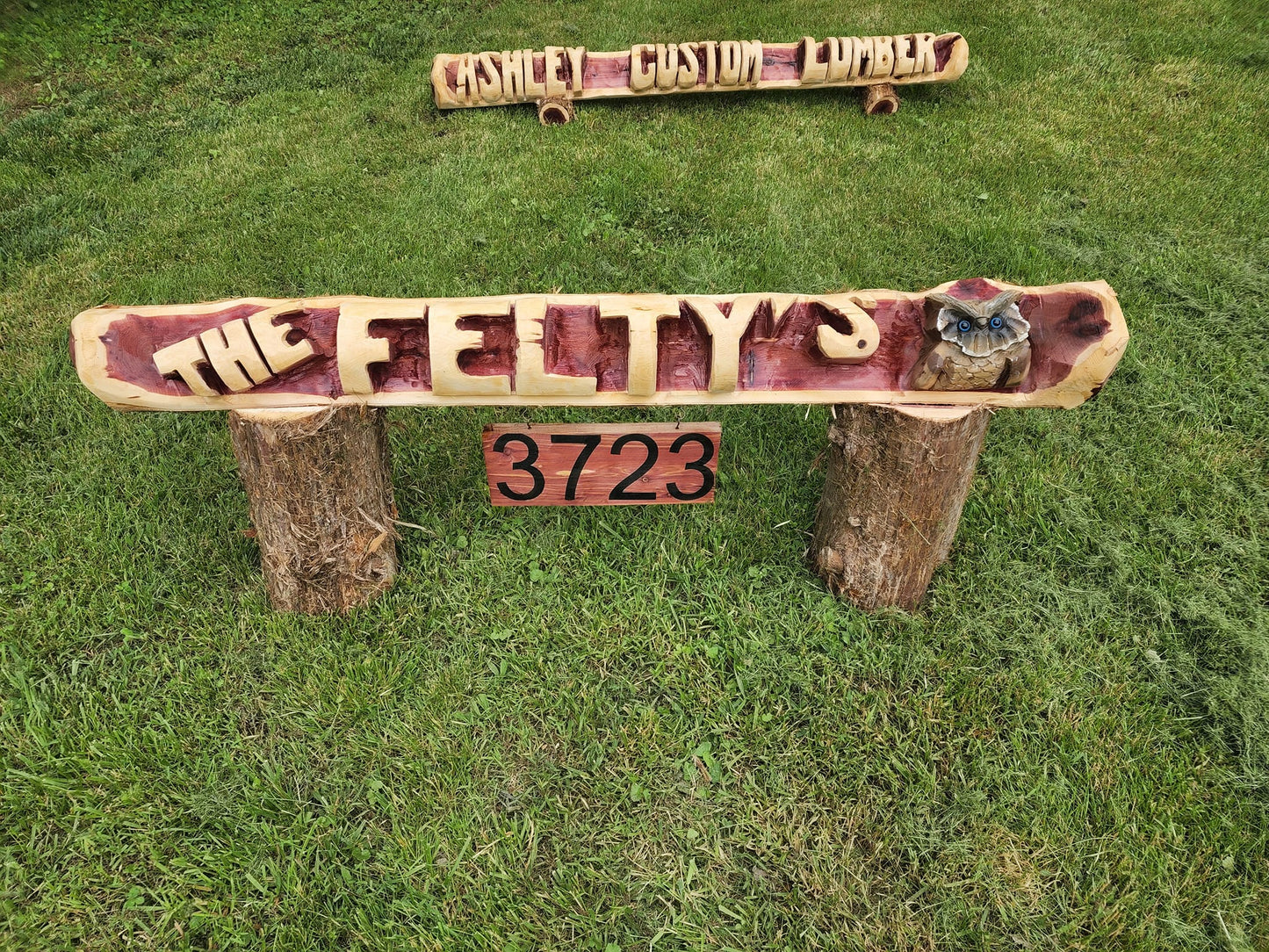 Custom Chainsaw-Carved Cedar Name Logs – Personalized Handmade Wood Signs (3ft–6ft)