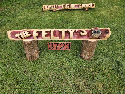 Custom Chainsaw-Carved Cedar Name Logs – Personalized Handmade Wood Signs (3ft–6ft)