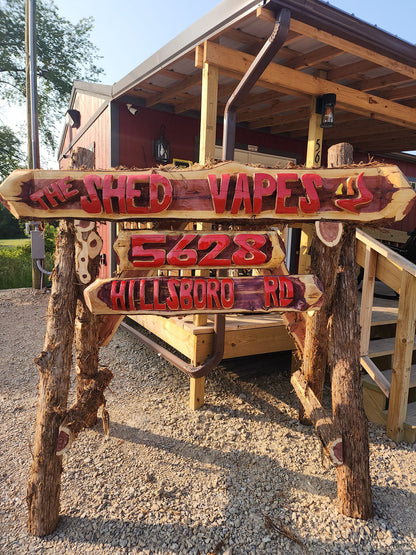 Custom Chainsaw-Carved Cedar Name Logs – Personalized Handmade Wood Signs (3ft–6ft)