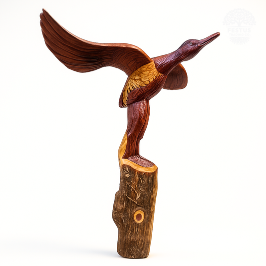 Landing Duck Cedar Chainsaw Carving – Handcrafted Rustic Outdoor Décor for Garden, Porch & Patio – Free US Shipping