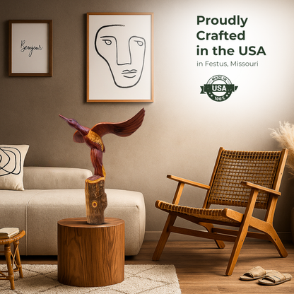 Landing Duck Cedar Chainsaw Carving – Handcrafted Rustic Outdoor Décor for Garden, Porch & Patio – Free US Shipping