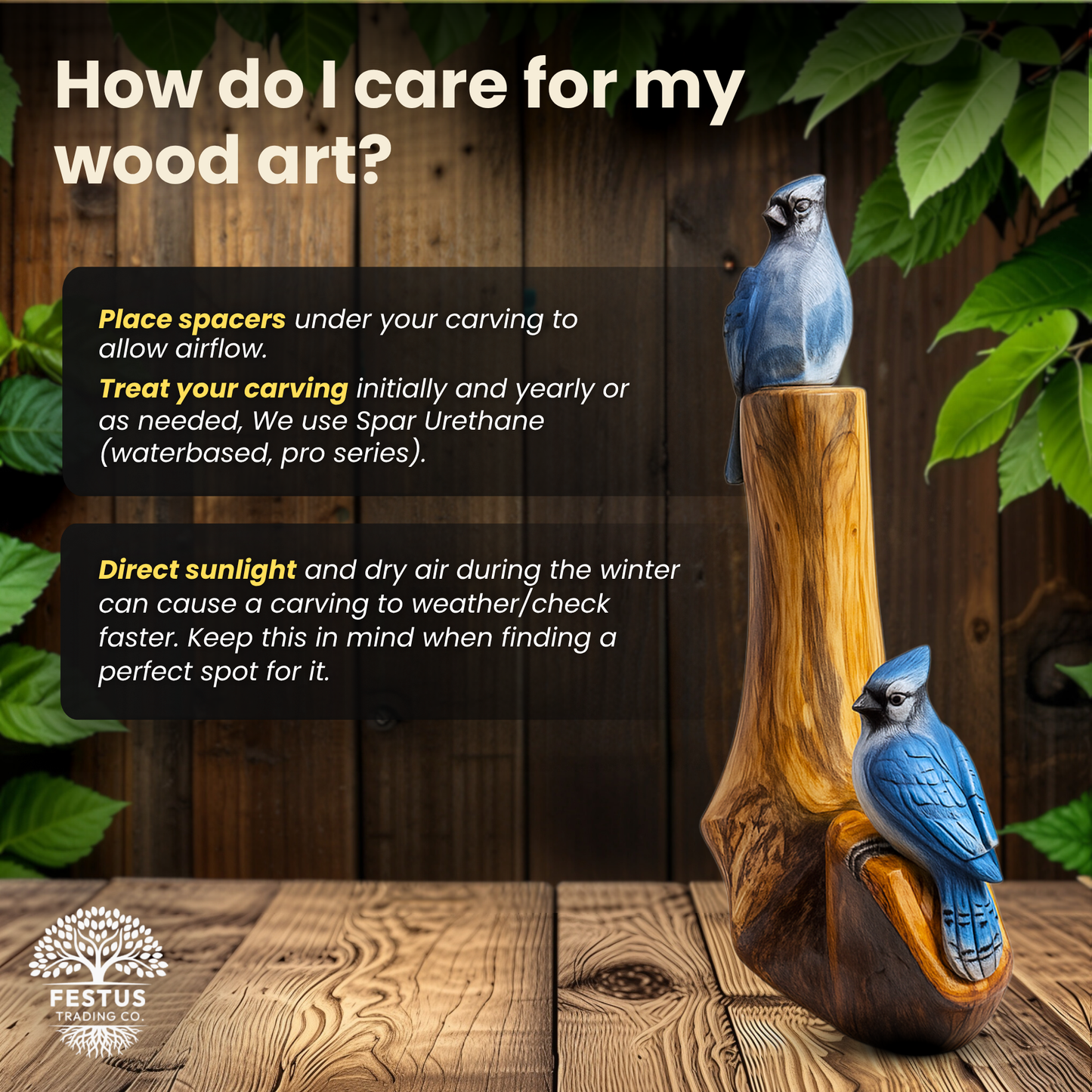 Handcarved Cedar Double Birds on Perch – Custom Chainsaw Carving – Rustic Wildlife Décor – Cardinal, Owl, Blue Jay, or Eagle Sculpture