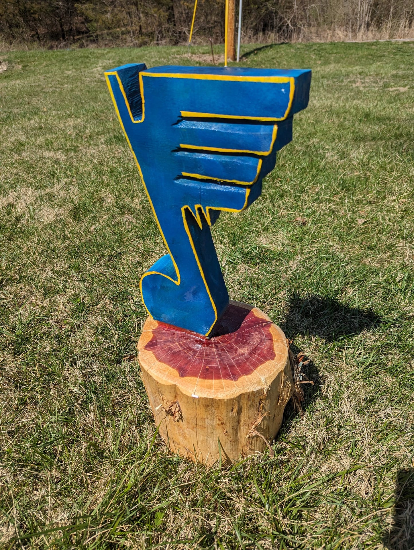 Handcarved St. Louis Blues Blue Note – Cedar Wood Carving | Handmade Fan Décor | Hockey Gift